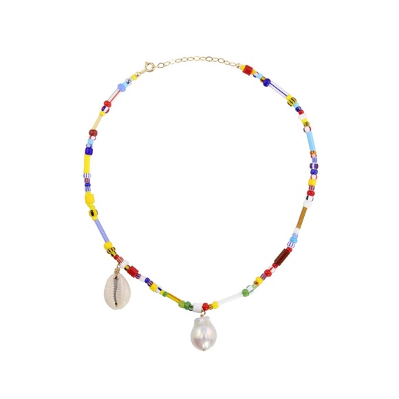 Colorful Beaded Seed Bead Baroque Genuine Freshwater Pearl Shell Choker Necklace - Picture 4 of 6